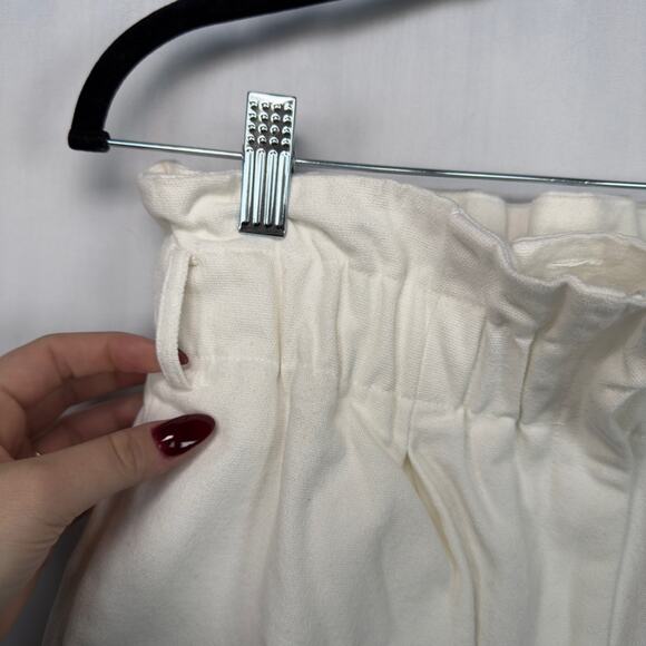 Zara Ivory High Rise Paperbag Jean Pants 100% Cotton Size Medium - Picture 4 of 7